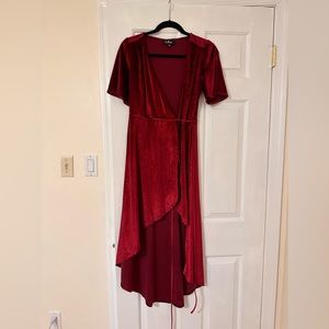 Lulus Red Velour Holiday Dress